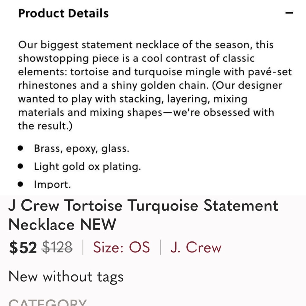 Jcrew tortoise turquoise statement necklace NEW - Picture 6 of 6